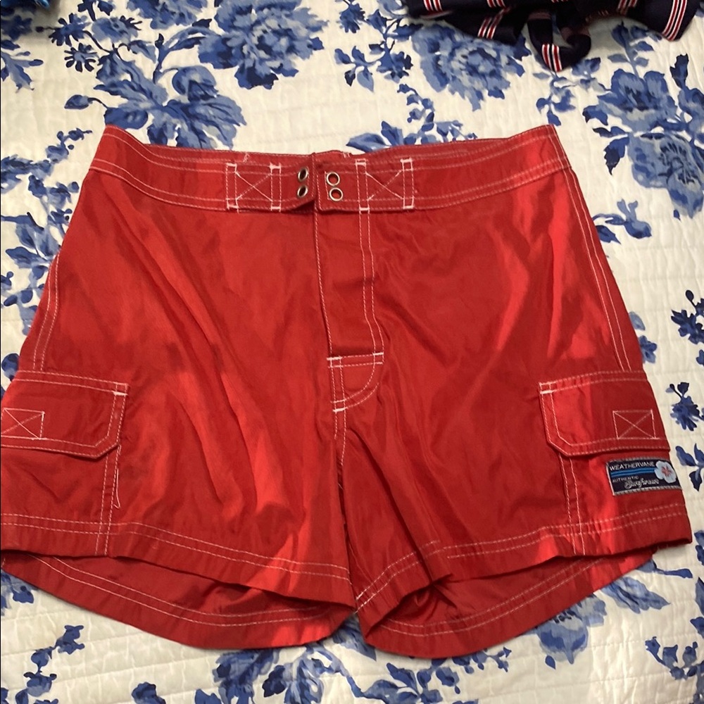 Vibrant Red Cargo Shorts with Classic Design